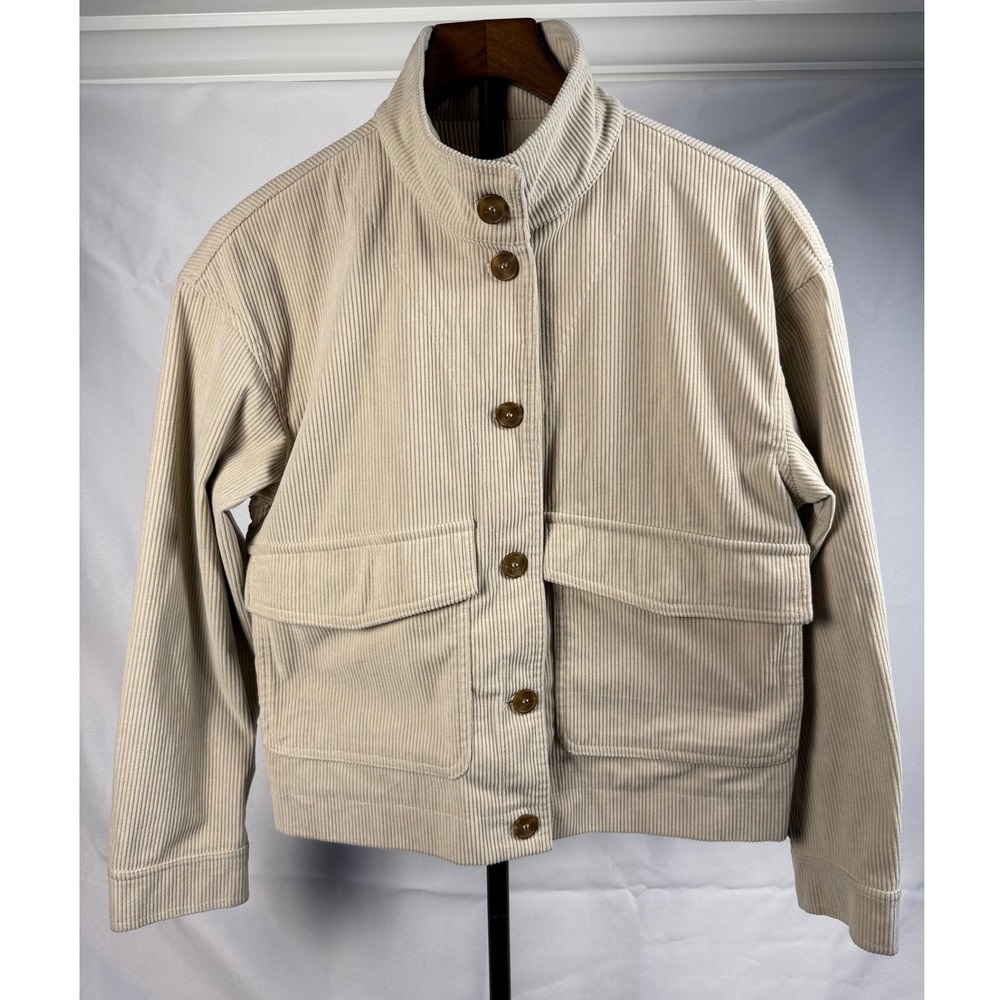 Avec Les Filles S Stand Collar Beige Chore Utility Crop Jacket Gorpcore  Granola